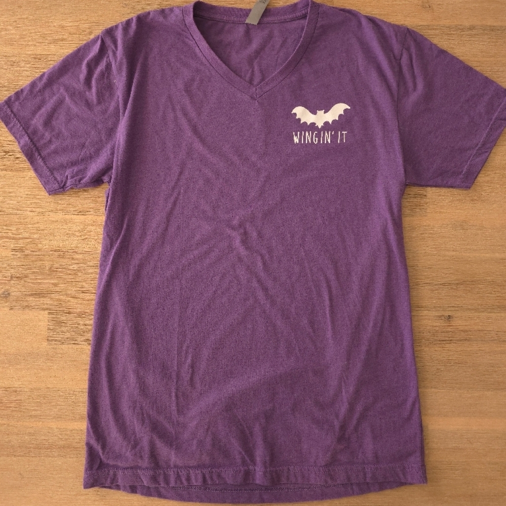 Purple Short Sleeve Tee with Bat Graphic
